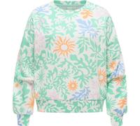 Sweater RAGWEAR "Wuss Print", Damen, Gr. XL (42), mint, Material: 70% Baumwolle, 30% Polyester, oversize hüftlang, Rundhals, Ärmel ohne Ärmelschlitz Rippbündchen, Sweatshirts Sweater, lässiges oversiz