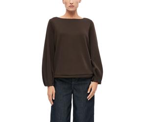 Sweater S.OLIVER BLACK LABEL, Damen, Gr. 44, braun (chocolate), Web, Obermaterial: 50% Viskose, 44% Polyester, 6% Elasthan, unifarben, lässig geschnitten hüftbedeckend, U-Boot-Ausschnitt, abgesteppte