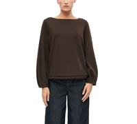 Sweater S.OLIVER BLACK LABEL, Damen, Gr. 48, chocolate, Web, Obermaterial: 50% Viskose, 44% Polyester, 6% Elasthan, unifarben, lässig geschnitten hüftbedeckend, U-Boot-Ausschnitt, abgesteppte Kante, S