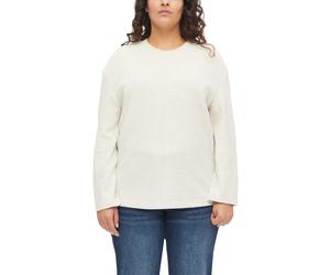 Sweater S.OLIVER CURVE, Damen, Gr. 46, beige (light beige melange), Strick, Obermaterial: 50% Baumwolle, 50% Polyester, meliert, bequem hüftbedeckend, Rundhals, Bündchen, Sweatshirts Sweater, mit Rund