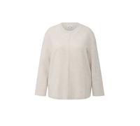 Sweater S.OLIVER CURVE, Damen, Gr. 54, beige (light beige melange), Strick, Obermaterial: 50% Baumwolle, 50% Polyester, meliert, bequem hüftbedeckend, Rundhals, Bündchen, Sweatshirts Sweater, mit Rund