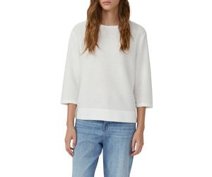 Sweater S.OLIVER, Damen, Gr. 34, beige (ecru), Sweatware, Obermaterial: 65% Polyester, 35% Viskose, gestreift, regular fit taillenbedeckt, Rundhals, gerader Abschluss, Sweatshirts Sweater, mit Streife