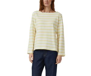 Sweater S.OLIVER, Damen, Gr. 36, butter gelb stripe, Sweatware, Obermaterial: 100% Baumwolle, gestreift, lässig geschnitten hüftbedeckend, Rundhals, Fledermausärmel, Sweatshirts Sweater, mit Streifen