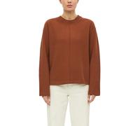 Sweater S.OLIVER, Damen, Gr. 40, braun (schwarz caramel), Strick, Obermaterial: 50% Baumwolle, 50% Polyester, unifarben, normal hüftbedeckend, Rundhals, Bündchen, 20_2_10_Sweatshirts Sweater, Strickpu