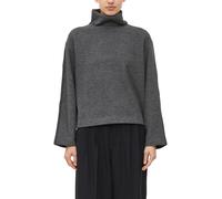 Sweater S.OLIVER, Damen, Gr. 42, grau (asphalt grau melange), Web, Obermaterial: 75% Polyester, 22% Viskose, 3% Elasthan, meliert, bequem hüftlang, Rundhals, abgesteppte Kante, 20_2_10_Sweatshirts Swe