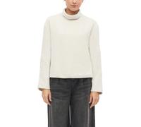 Sweater S.OLIVER, Damen, Gr. 46, weiß (light beige melange), Web, Obermaterial: 75% Polyester, 22% Viskose, 3% Elasthan, meliert, bequem hüftlang, Rundhals, abgesteppte Kante, 20_2_10_Sweatshirts Swea
