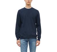 Sweater S.OLIVER, Herren, Gr. 3XL, blau, Sweatware, Obermaterial: 70% Baumwolle, 30% Polyester, bestickt, unifarben, bequem hüftbedeckend, Rundhals, Bündchen, Sweatshirts Sweater, mit Working-Stickere
