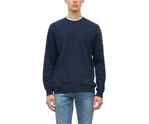 Sweater S.OLIVER, Herren, Gr. L, blau, Sweatware, Obermaterial: 70% Baumwolle, 30% Polyester, bestickt, unifarben, bequem hüftbedeckend, Rundhals, Bündchen, Sweatshirts Sweater, mit Working-Stickerei