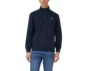 Sweater S.OLIVER, Herren, Gr. L, navy, Sweatware, Obermaterial: 70% Baumwolle, 30% Polyester, unifarben, normal hüftbedeckend, Rundhals, Bündchen, Sweatshirts Sweater, mit Troyer-Kragen (99448837-L) n