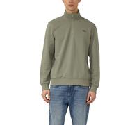 Sweater S.OLIVER, Herren, Gr. XL, khaki, Sweatware, Obermaterial: 70% Baumwolle, 30% Polyester, unifarben, normal hüftbedeckend, Rundhals, Bündchen, Sweatshirts Sweater, mit Troyer-Kragen (37556166-XL