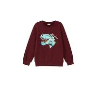 Sweater S.OLIVER JUNIOR, Jungen, Gr. 116/122, burgundy, Sweatware, Obermaterial: 90% Baumwolle, 10% Polyester, bedruckt, normal hüftbedeckend, Rundhals, Bündchen, Sweatshirts Sweater, mit Pailletten-D