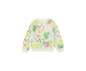 Sweater S.OLIVER JUNIOR, Mädchen, Gr. 116/122, beige aop, Sweatware, Obermaterial: 95% Baumwolle, 5% Elasthan, bedruckt, lässig geschnitten hüftbedeckend, Rundhals, Bündchen, Sweatshirts Sweater, mit 