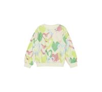 Sweater S.OLIVER JUNIOR, Mädchen, Gr. 128/134, beige aop, Sweatware, Obermaterial: 95% Baumwolle, 5% Elasthan, bedruckt, lässig geschnitten hüftbedeckend, Rundhals, Bündchen, Sweatshirts Sweater, mit