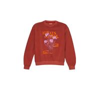 Sweater S.OLIVER JUNIOR, Mädchen, Gr. 158/164, rot (dusty rot), Sweatware, Obermaterial: 90% Baumwolle, 10% Polyester, bedruckt, regular fit taillenbedeckt, Rundhals, Rippbündchen, Sweatshirts Sweater