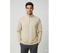 Sweater SELECTED HOMME "SLHZREG-DAN SWEAT HALF ZIP", Herren, Gr. L, moonstruck detail:melange, angeraute Sweatware, Obermaterial: 65% Baumwolle, 35% Polyester, meliert, regular fit, hoch geschlossener