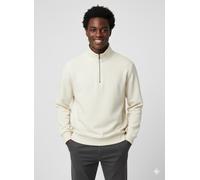 Sweater SELECTED HOMME "SLHZREG-DAN SWEAT HALF ZIP", Herren, Gr. S, egret, angeraute Sweatware, Obermaterial: 65% Baumwolle, 35% Polyester, unifarben, regular fit, hoch geschlossener Ausschnitt, Rippb