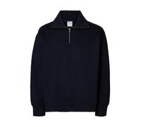 Sweater SELECTED HOMME "SLHZREG-DAN SWEAT HALF ZIP", Herren, Gr. XL, schwarz sapphire, angeraute Sweatware, Obermaterial: 65% Baumwolle, 35% Polyester, unifarben, regular fit, hoch geschlossener Aussc