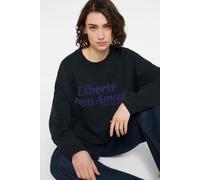 Sweater SENSES.THE LABEL, Damen, Gr. 3XL, blau, Sweatware, Material: 95% Baumwolle, 5% Elasthan, bedruckt, oversize normal, Rundhals, eingesetzt Rippbündchen, Sweatshirts Sweater, mit Baumwolle (71895