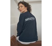 Sweater SENSES.THE LABEL, Damen, Gr. M, blau, Material: 100% Baumwolle, bedruckt, regular fit, Rundhals, eingesetzt Rippbündchen, Sweatshirts Sweater, mit überschnittenen Schultern (36766143-M) blau