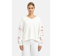Sweater SMITH & SOUL, Damen, Gr. L, weiß (sanftes weiß), Sweatware, Material: 70% Baumwolle, 20% Modal, 10% Polyester, bestickt, oversize normal, V-Ausschnitt, eingesetzt Rippbündchen, Sweatshirts Swe