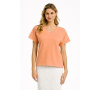 Sweater SMITH & SOUL, Damen, Gr. S, rot (coral), Single Jersey, Material: 100% Baumwolle, unifarben, relaxed fit normal, V-Ausschnitt, eingesetzt, Sweatshirts Sweater, mit offenen Kanten (64075533-S) 