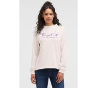 Sweater SOCCX, Damen, Gr. L, weiß, Material: 68% Polyester, 29% Viskose, 3% Elasthan, bedruckt, regular fit, Rundhals, eingesetzt Bündchen, Sweatshirts Sweater, mit Stehkragen (25990423-L) weiß