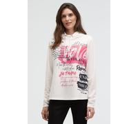 Sweater SOCCX, Damen, Gr. M, weiß, Sweatware, Material: 99% Polyester, 1% Elasthan, bedruckt, regular fit normal, Rundhals, eingesetzt gerader Abschluss, Sweatshirts Sweater, mit Seitenschlitze (58085