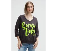 Sweater SOCCX, Damen, Gr. S, charcoal mist, Sweatware, Material: 73% Baumwolle, 27% Polyester, bedruckt, oversize normal, V-Ausschnitt, eingesetzt Rippbündchen, Sweatshirts Sweater, mit Baumwolle (238