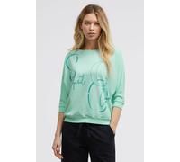 Sweater SOCCX, Damen, Gr. S, crystal aqua, Sweatware, Material: 50% Baumwolle, 50% Polyester, Glitzermuster, bedruckt, regular fit normal, Rundhals, Fledermausärmel Rippbündchen, Sweatshirts Sweater, 