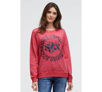 Sweater SOCCX, Damen, Gr. S, lovely rot, Sweatware, Material: Grundmaterial: 100% Polyester, Ausbrenner: 100% Baumwolle, Glitzermuster, bedruckt, regular fit normal, Rundhals, eingesetzt Rippbündchen,
