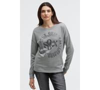 Sweater SOCCX, Damen, Gr. XL, smart grau, Sweatware, Material: Grundmaterial: 100% Polyester, Ausbrenner: 100% Baumwolle, Glitzermuster, bedruckt, regular fit normal, Rundhals, eingesetzt Rippbündchen