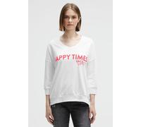 Sweater SOCCX, Damen, Gr. XL, weiß, Sweatware, Material: 73% Baumwolle, 27% Polyester, bedruckt, oversize normal, V-Ausschnitt, eingesetzt Rippbündchen, Sweatshirts Sweater, mit Baumwolle (49635613-XL