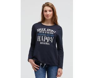 Sweater SOCCX, Damen, Gr. XS, blau, Sweatware, Material: 100% Baumwolle, bedruckt, regular fit normal, Rundhals, eingesetzt gerader Abschluss, Sweatshirts Sweater, mit Bindeband im Saum (81428611-XS)