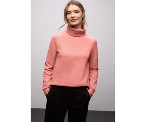 Sweater STREET ONE, Damen, Gr. 40, light apricot, Sweatware, Obermaterial: 85% Baumwolle, 15% Polyester, unifarben, normal hüftbedeckend, Rundhals, Bündchen, Sweatshirts Sweater, mit Stehkragen (12288