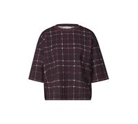 Sweater STREET ONE, Damen, Gr. 42, lila (rustic rouge), Sweatware, Obermaterial: 49% Polyester, 43% Viskose, 8% Elasthan, kariert, lässig geschnitten hüftbedeckend, Rundhals, abgesteppte Kante, Sweats