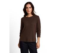 Sweater TOM TAILOR, Damen, Gr. 3XL, java schwarz braun melange, Sweatshirts Sweater, mit feiner Rippstruktur / Rollkanten / Rundhals (58393022-XXXL) java schwarz braun melange