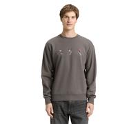 Sweater TOM TAILOR DENIM, Herren, Gr. M, classic mid grau, Sweatware, Obermaterial: 70% Baumwolle, 30% Polyester, bestickt, normal hüftbedeckend, Rundhals, Flachstrickbündchen, Sweatshirts Sweater (26