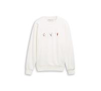 Sweater TOM TAILOR DENIM, Herren, Gr. M, sanftes weiß, Sweatware, Obermaterial: 70% Baumwolle, 30% Polyester, bestickt, normal hüftbedeckend, Rundhals, Flachstrickbündchen, Sweatshirts Sweater (189372