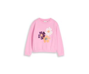 Sweater TOM TAILOR, Mädchen, Gr. 116/122, pink (lovely pink), Sweatware, Obermaterial: 70% Baumwolle, 30% Polyester, bedruckt, normal hüftbedeckend, Rundhals, elastischer Bund, Sweatshirts Sweater, mi