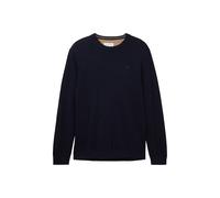 Sweater TOM TAILOR "Strickpullover Basic Crewneck Knit 1er Pack", Herren, Gr. L, blau (dunkelblaumelange), Sweatshirts Sweater (25687061-L) dunkelblaumelange