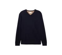 Sweater TOM TAILOR "Strickpullover Basic Crewneck Knit 1er Pack", Herren, Gr. XL, blau (dunkelblaumelange), Sweatshirts Sweater (34486859-XL) dunkelblaumelange