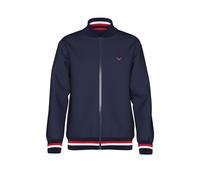 Sweater TRIGEMA "TRIGEMA Collegejacke mit kontrastfarbigen Elementen", Kinder, Gr. 128, navy, 70% Baumwolle, 30% Polyester, Basic, Sweatshirts Sweater (53001867-128)