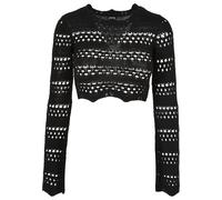 Urban Classics Ladies Cropped Crochet Knit Sweater in Gr. 3XL in Schwarz