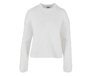 Sweater URBAN CLASSICS "Urban Classics Damen Ladies Feather Mock Neck Sweater", Damen, Gr. XL, weiß, 51% Polyacryl, 49% Polyimid, unifarben, Rundhals, Sweatshirts Sweater (85866209-XL) weiß