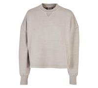 Sweater URBAN CLASSICS "Urban Classics Damen Ladies Heavy Terry Garment Dye Crewneck", Damen, Gr. M, warmgrau, 100% Baumwolle, Rundhals, Sweatshirts Sweater (96391544-M) warmgrau