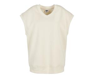 Sweater URBAN CLASSICS "Urban Classics Damen Ladies Oversized Sweat Slipover", Damen, Gr. M, sandweiß, 65% Baumwolle, 35% Polyester, unifarben, V-Ausschnitt, Sweatshirts Sweater (54191818-M) sandweiß