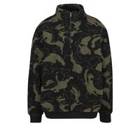 Sweater URBAN CLASSICS "Urban Classics Oversized Pattern Teddy Troyer", Herren, Gr. S, oliveswirl, 100% Polyester, unifarben, Rundhals, Sweatshirts Sweater (51363202-S) oliveswirl