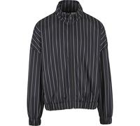 Sweater URBAN CLASSICS "Urban Classics Pinstripe Trackjacket", Herren, Gr. 3XL, schwarz, weiß, 100% Polyester, Rundhals, Sweatshirts Sweater (64476342-XXXL) schwarz, weiß