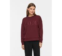 Sweater VILA "VIREFLECT MOOD EMB L/S SWEAT TOP/R/3", Damen, Gr. M, rot (port royale), Sweatware, Obermaterial: 73% Polyester, 22% Viskose, 5% Elasthan, unifarben, loose fit normal, Rundhals, Rippbündc