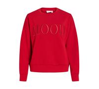 Sweater VILA "VIREFLECT MOOD EMB L/S SWEAT TOP/R/3", Damen, Gr. XS, rot (savvy rot), Sweatware, Obermaterial: 73% Polyester, 22% Viskose, 5% Elasthan, unifarben, loose fit normal, Rundhals, Rippbündch